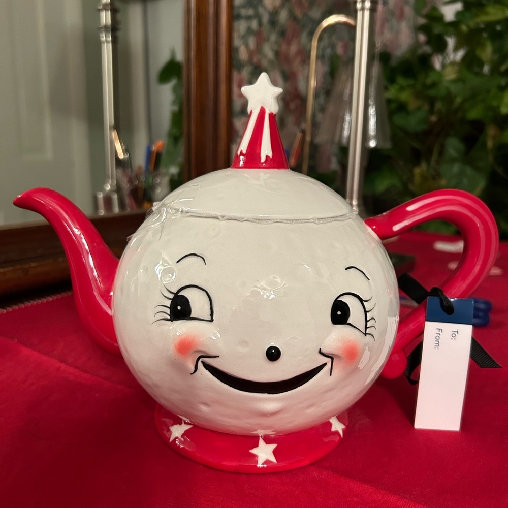 Carnival Cottage Red and White Teapot